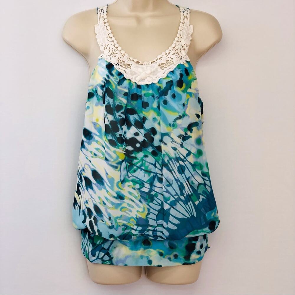 B-Wear Byer California Blue Floral Tank Top